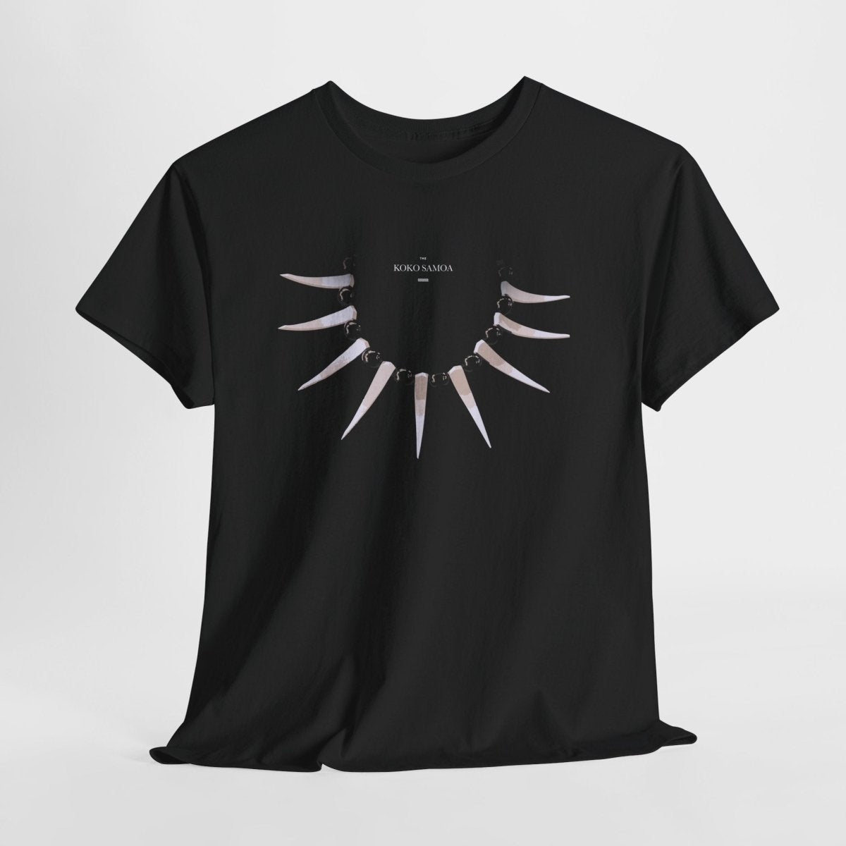 Black heavy unisex tee with the Ula Nifo print, The Koko Samoa