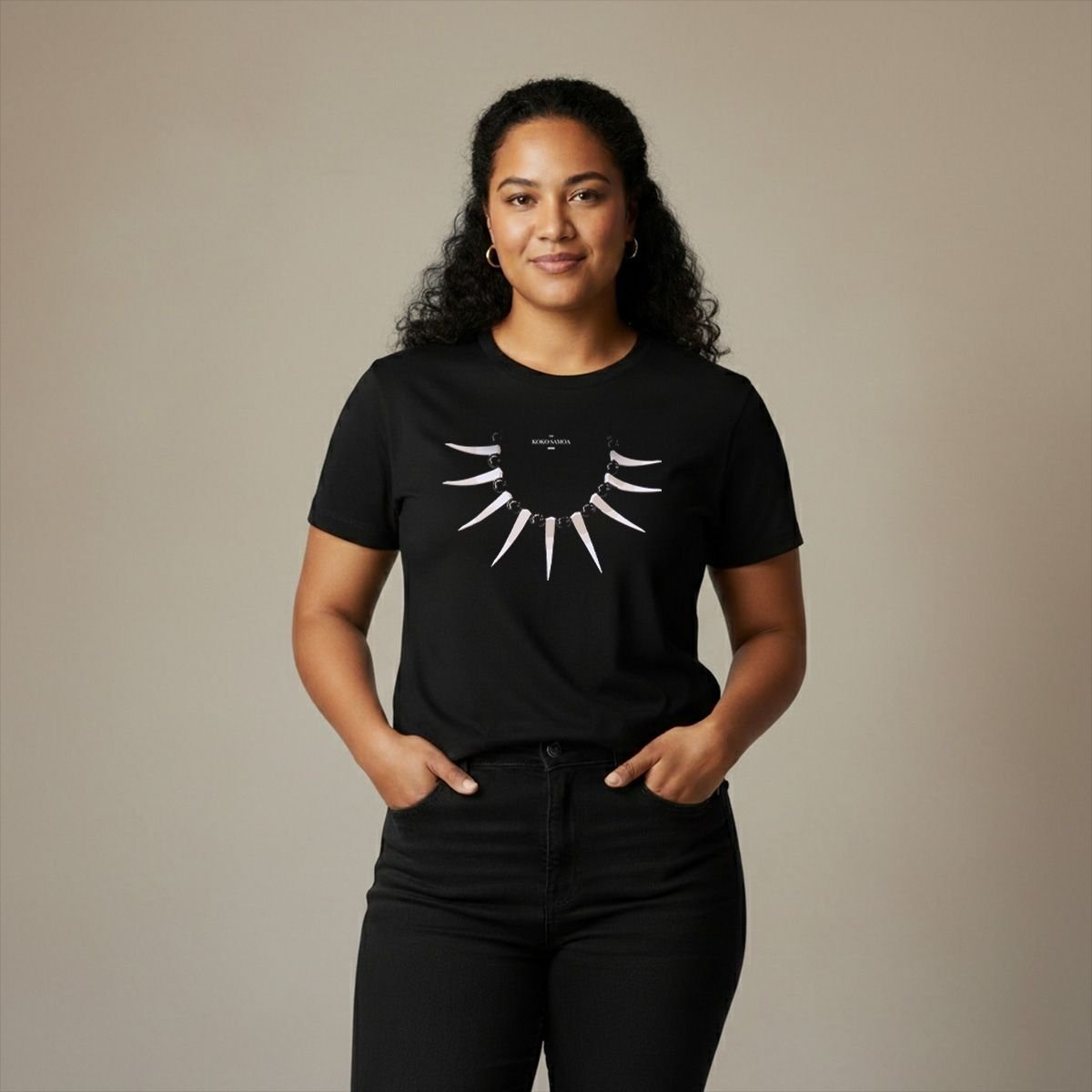 Black heavy unisex tee with the Ula Nifo print, The Koko Samoa