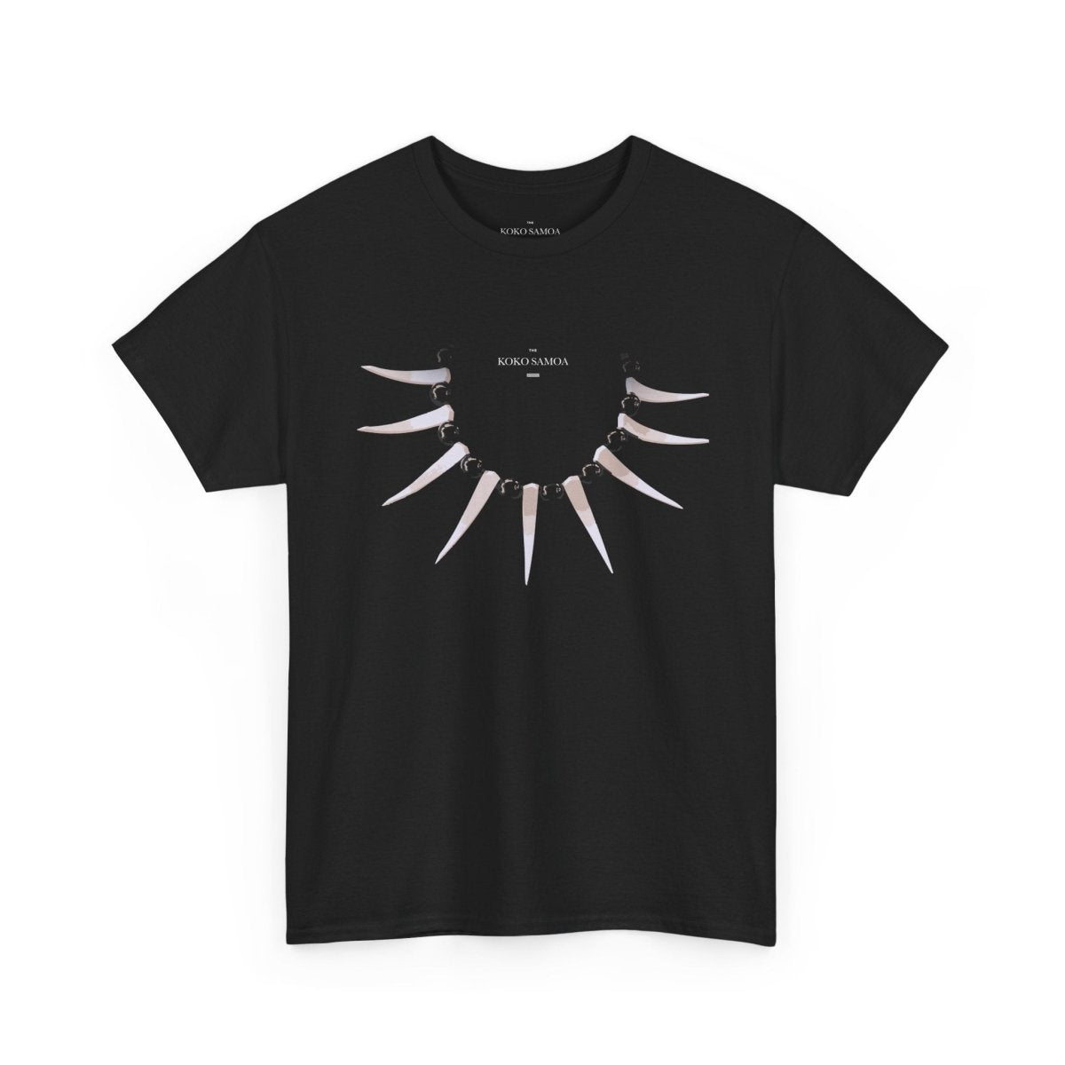 Black heavy unisex tee with the Ula Nifo print, The Koko Samoa
