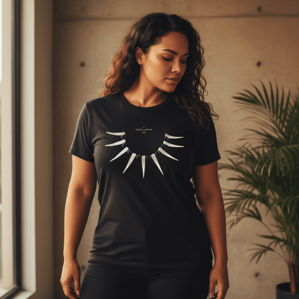 Black heavy unisex tee with the Ula Nifo print, The Koko Samoa