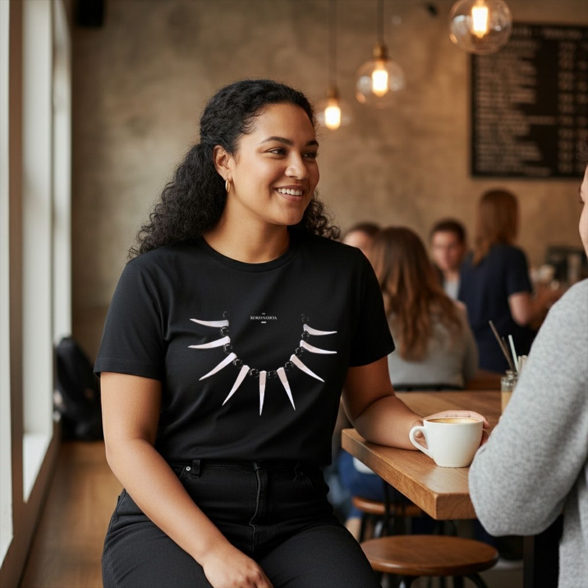 Black heavy unisex tee with the Ula Nifo print, The Koko Samoa