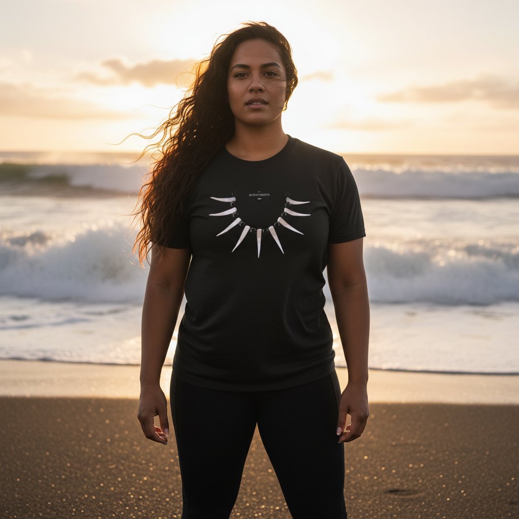 Black heavy unisex tee with the Ula Nifo print, The Koko Samoa