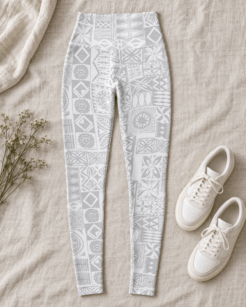 High Waisted Yoga Leggings - White Sunday - The Koko Samoa
