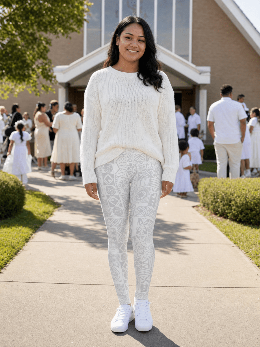 High Waisted Yoga Leggings - White Sunday - The Koko Samoa