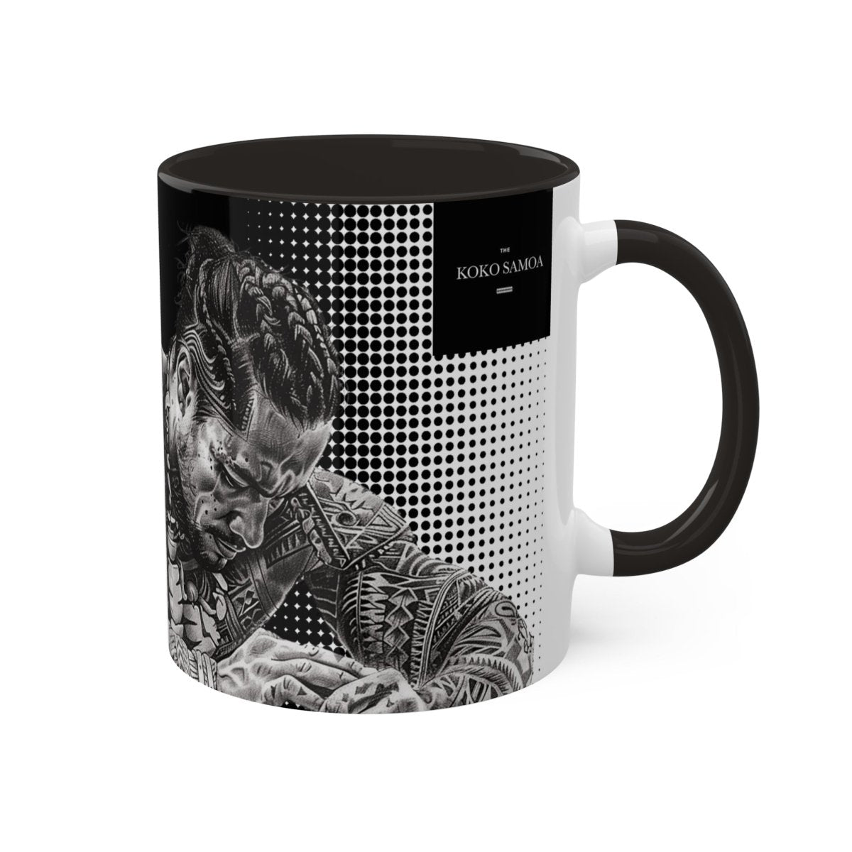 Black LimaLuxe™ 11oz mug with "Toa" design, made by Imagine Your Photos, featuring a sturdy ceramic construction for everyday use.