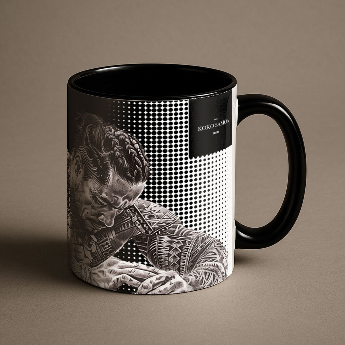 Black LimaLuxe™ 325ml Toa mug by Prima Printing with a sleek design, perfect for coffee or tea.
