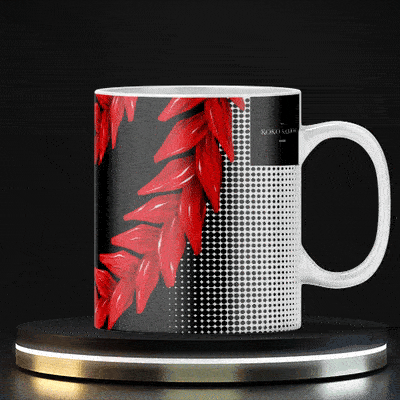 Black LimaLuxe™ 11oz mug featuring Ula Fala design by Imagine Your Photos, perfect for coffee or tea.