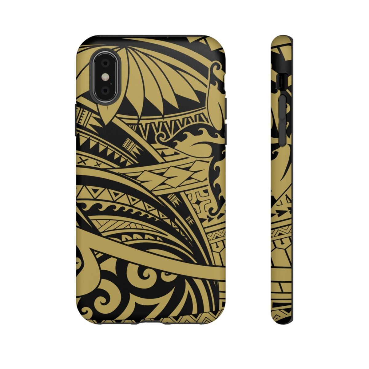 Bloom Gold tough phone case for iPhone, durable protective cover with floral design, suitable for AU, NZ, and USA models