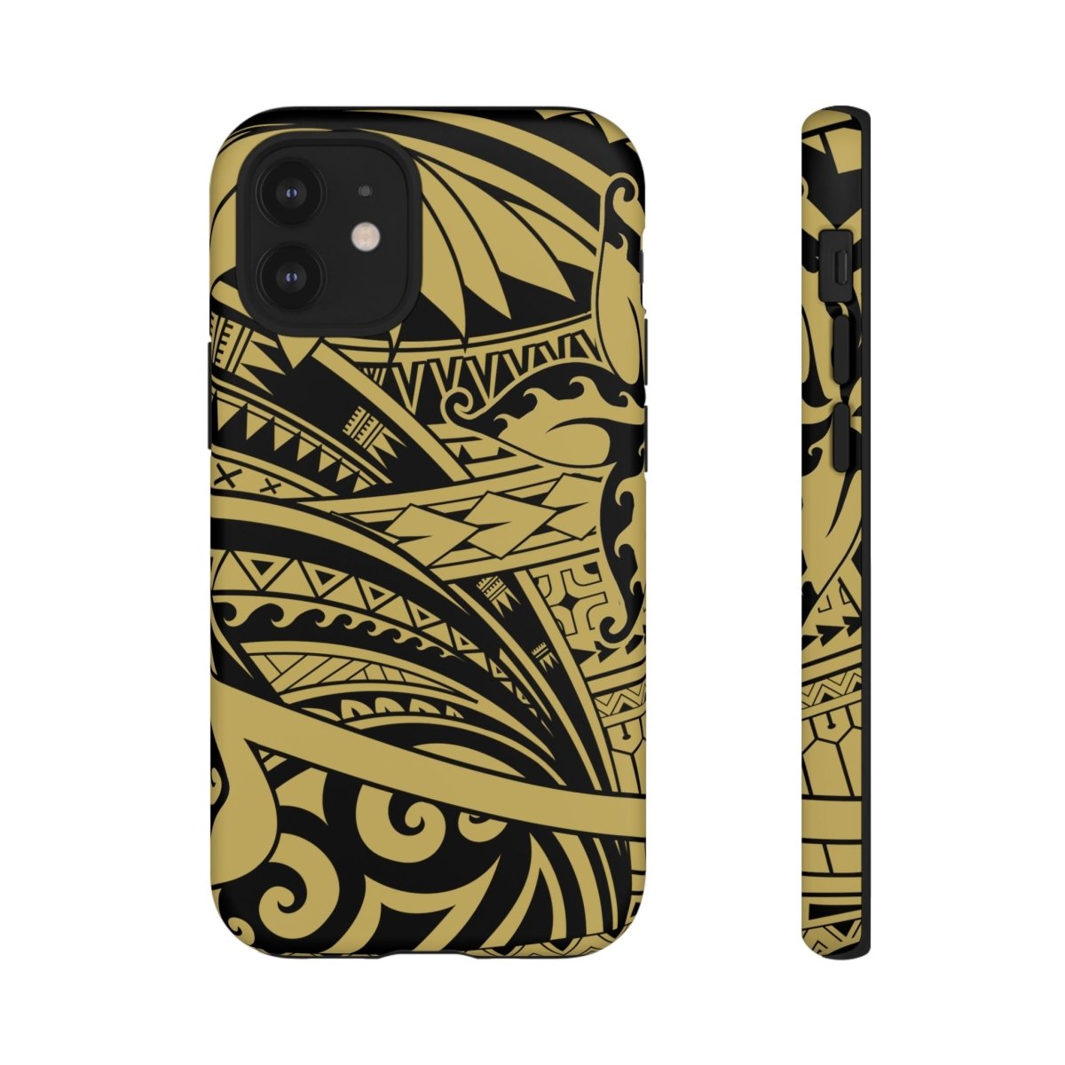iPhone Tough Phone Case in Bloom Gold with floral design, durable protective cover for iPhone models in AU, NZ, and USA.