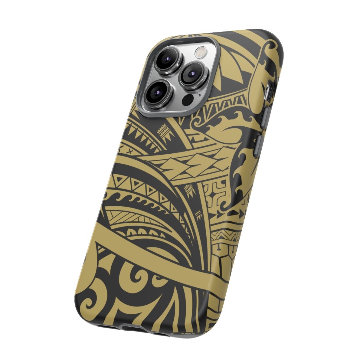 WOYC iPhone Tough Phone Case in Bloom Gold, durable protective case for iPhone models, featuring a vibrant floral design.