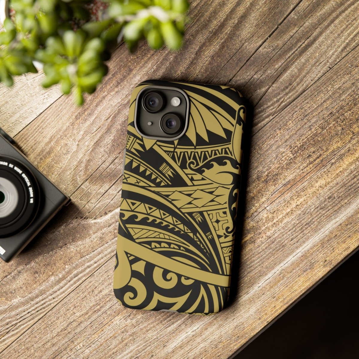 WOYC iPhone Tough Phone Case in Bloom Gold, durable protective case for iPhone models, featuring a floral design.