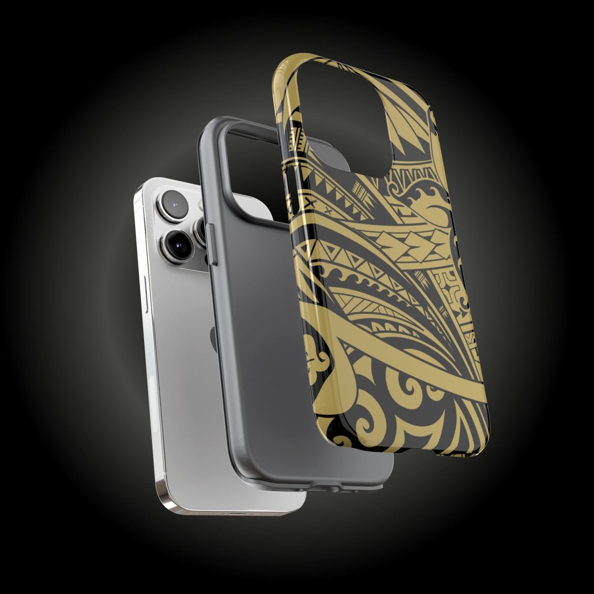 WOYC Bloom Gold tough iPhone case for durability, featuring a floral design, compatible with AU, NZ, and US models.