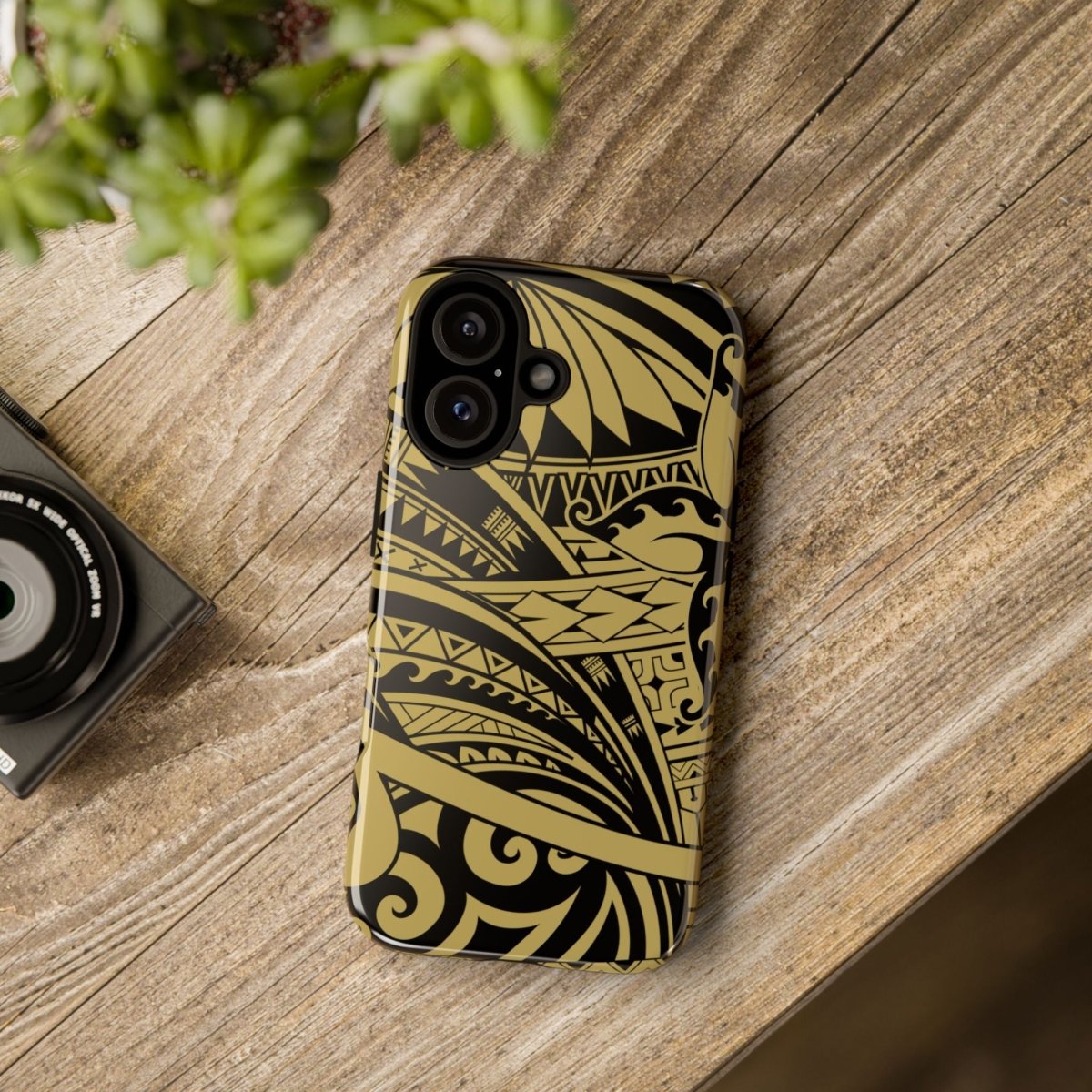 WOYC iPhone Tough Phone Case in Bloom Gold with floral design, durable protective cover for iPhone models in AU, NZ, and USA.