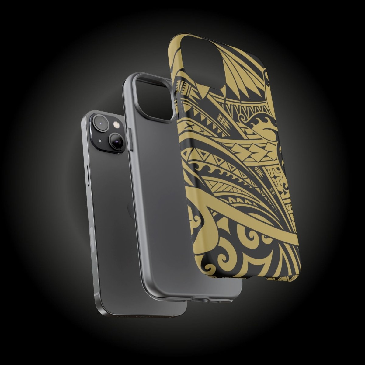 WOYC iPhone Tough Phone Case in Bloom Gold with tropical floral design, compatible with AU, NZ, and USA models.