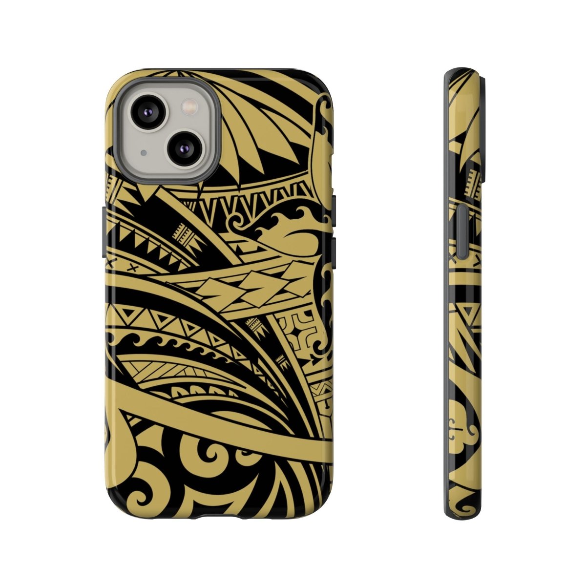 WOYC Bloom Gold tough iPhone case for AU/NZ/USA, protective phone cover with floral design on a smartphone.