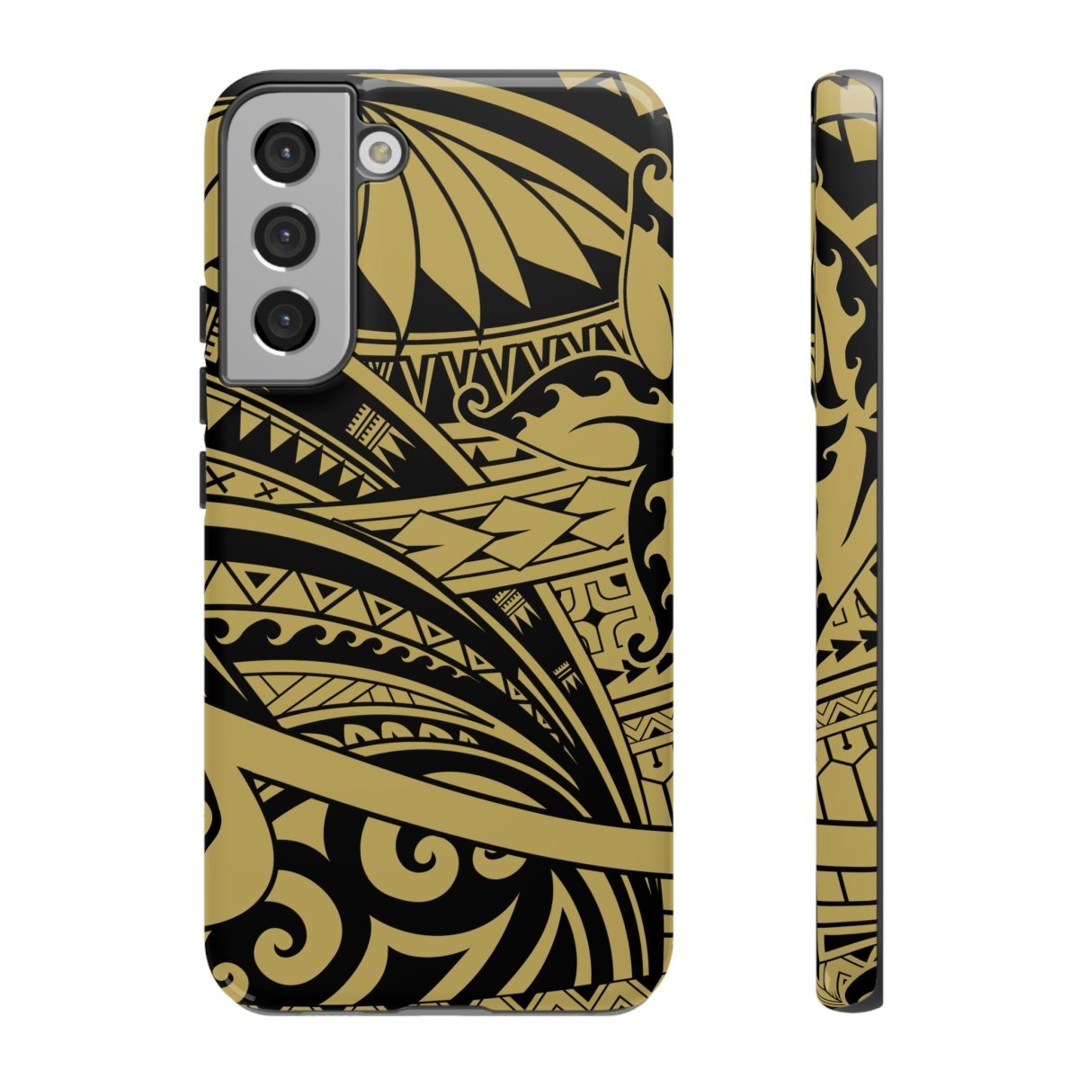 WOYC Bloom Gold iPhone Tough Phone Case on a white background, showcasing durable protective design for Apple iPhone.