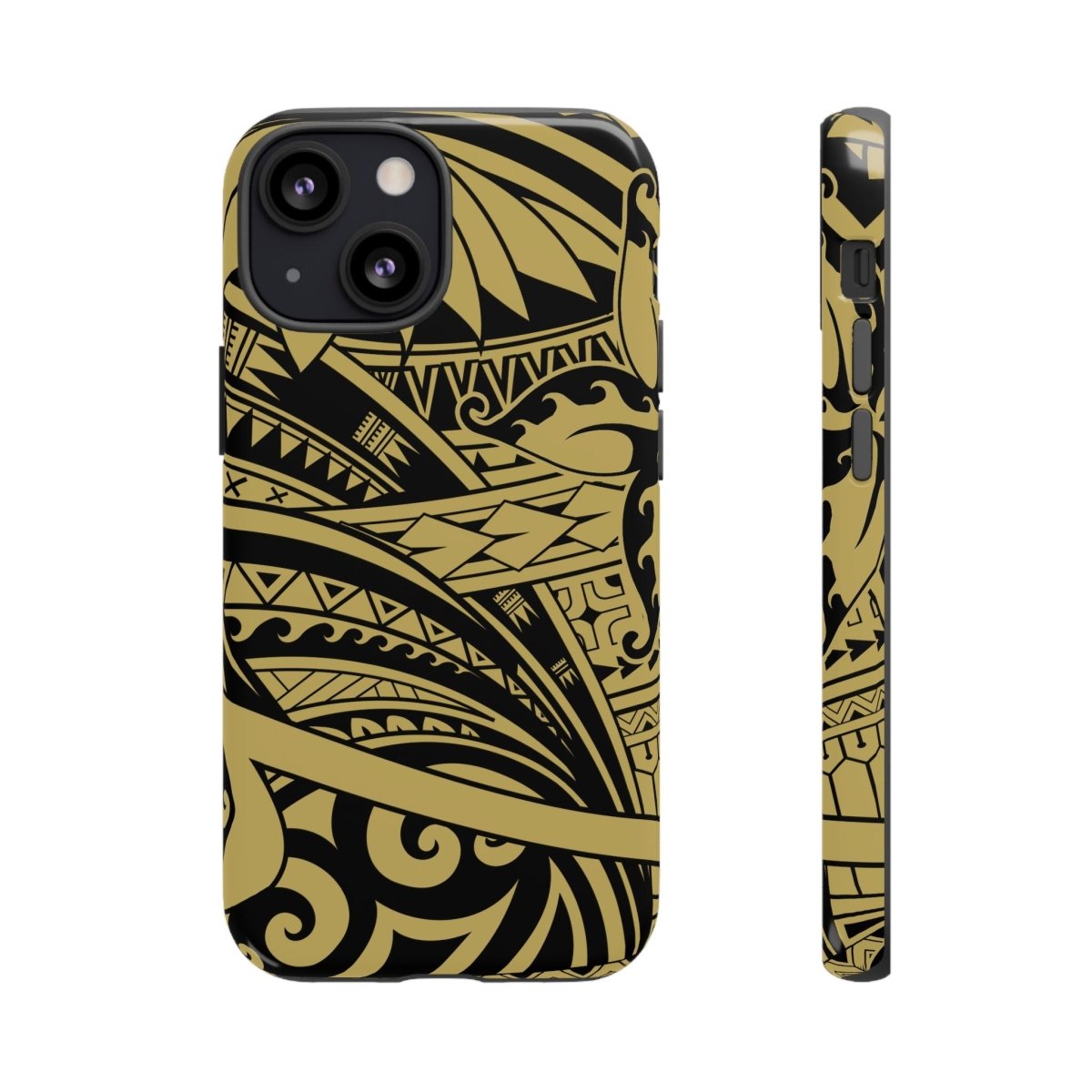 WOYC iPhone tough phone case in Bloom Gold with a floral design, designed for durability and protection.
