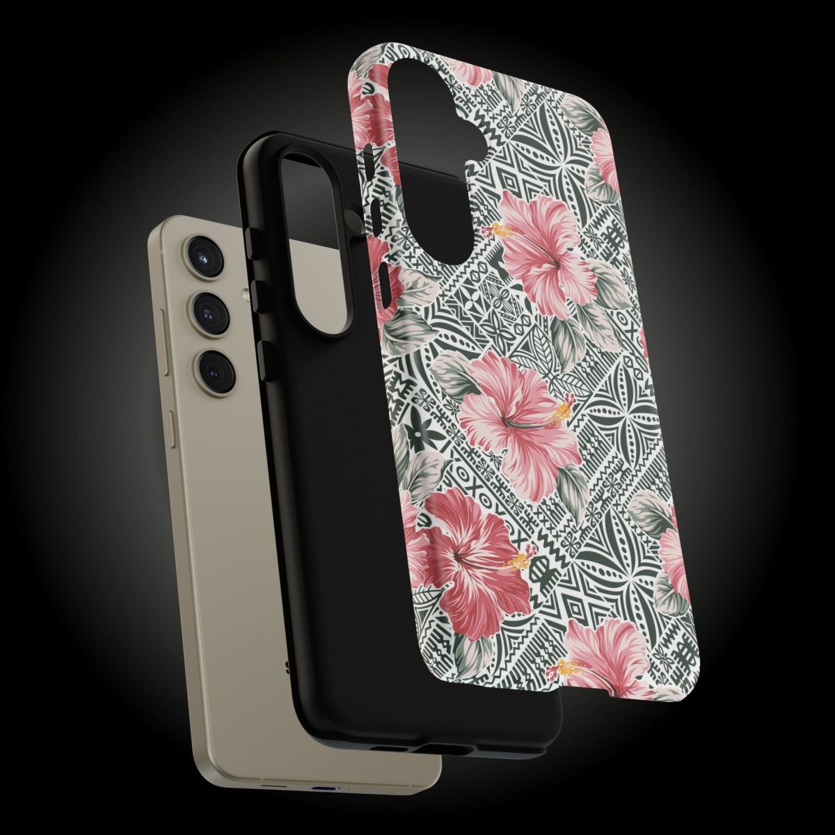 Durable iPhone tough phone case by Printify featuring Solosolo Blooms design in vibrant colors for AU, NZ, and USA models.