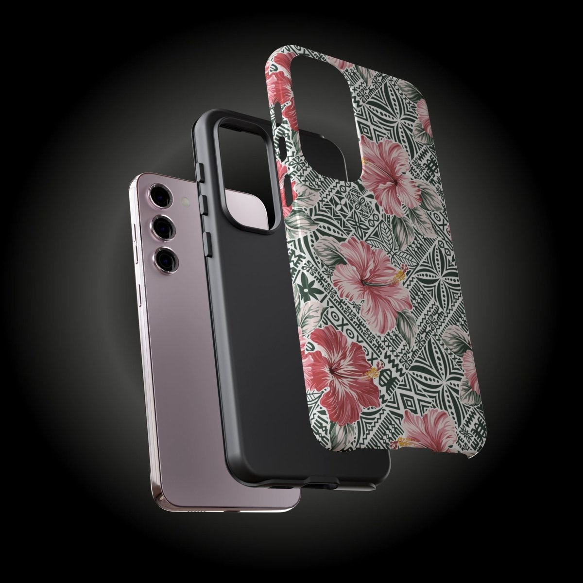 Durable iPhone tough phone case by Printify featuring colorful Solosolo Blooms design on a protective cover.