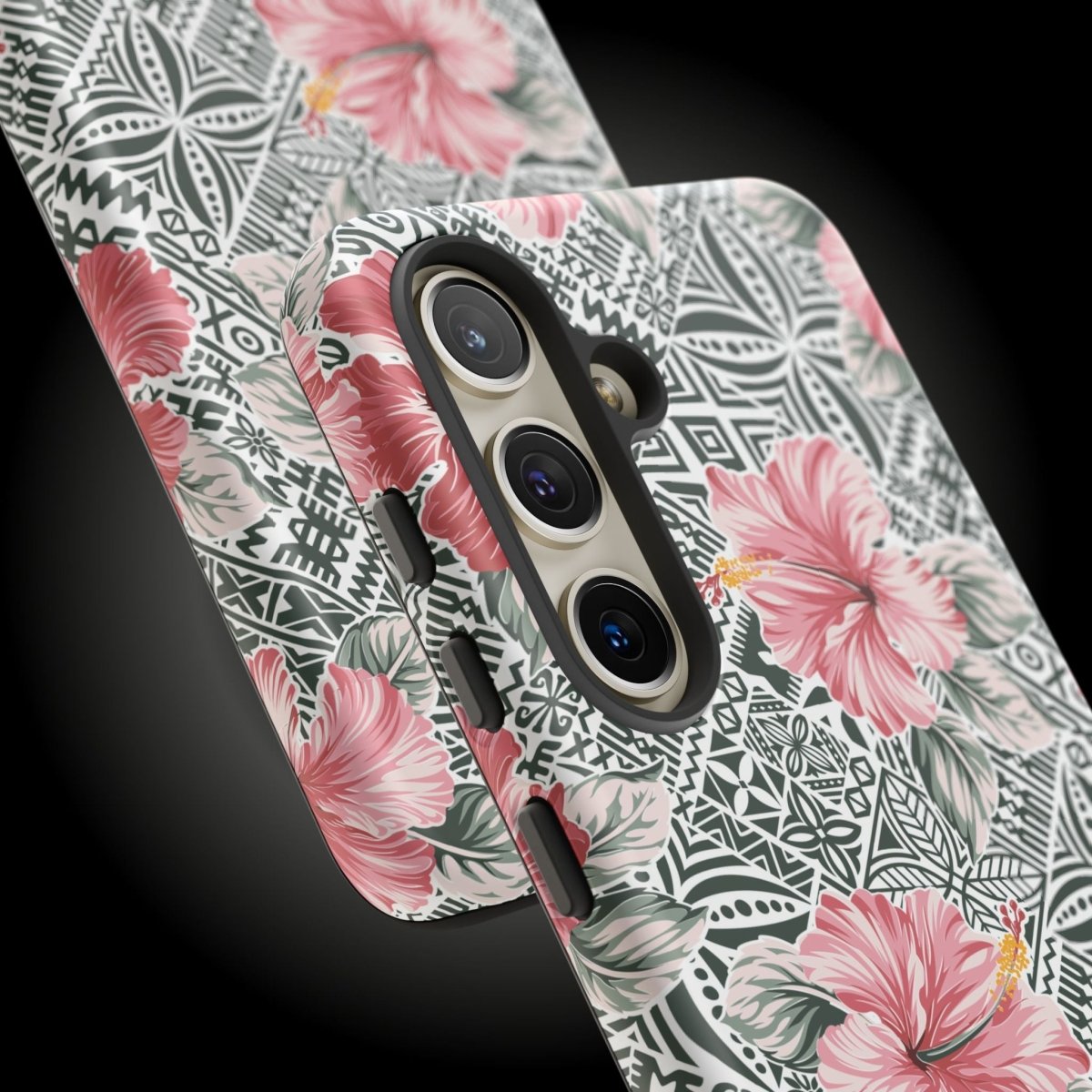Printify iPhone tough phone case with Solosolo Blooms design, featuring vibrant floral artwork on a durable protective cover.