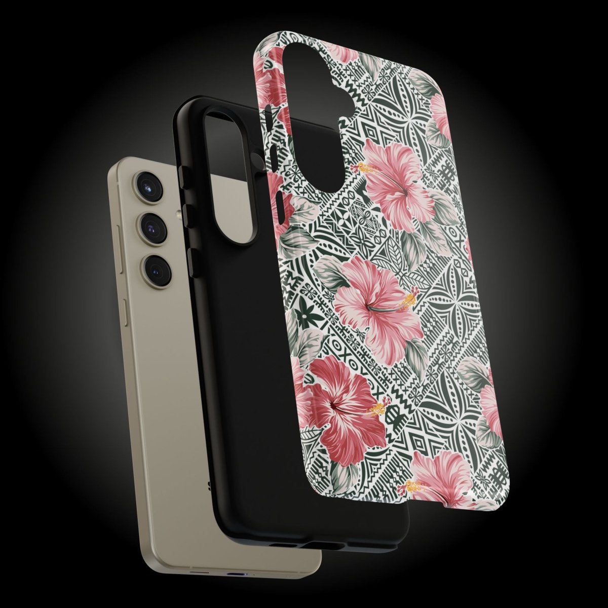 Printify iPhone tough phone case with Solosolo Blooms design featuring vibrant floral patterns for iPhone models.