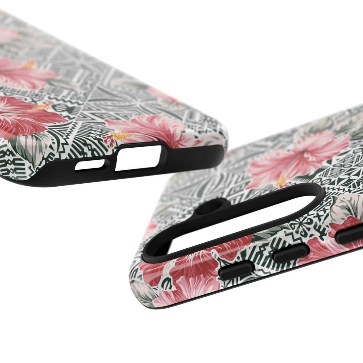 Durable iPhone tough phone case by Printify featuring Solosolo Blooms design in vibrant colors on a protective cover.