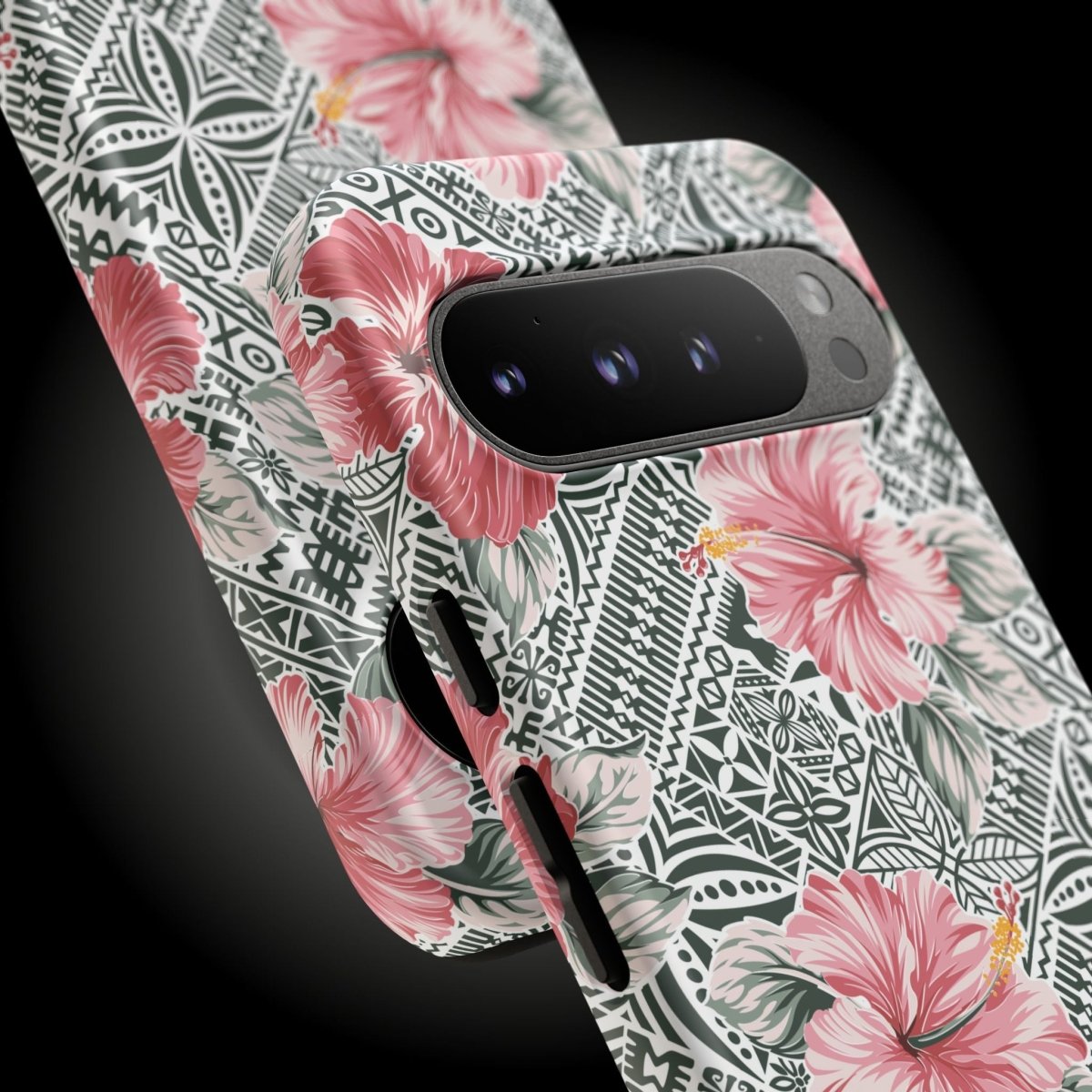 Durable iPhone tough phone case with Solosolo Blooms design by Printify, featuring vibrant floral artwork for iPhone models.