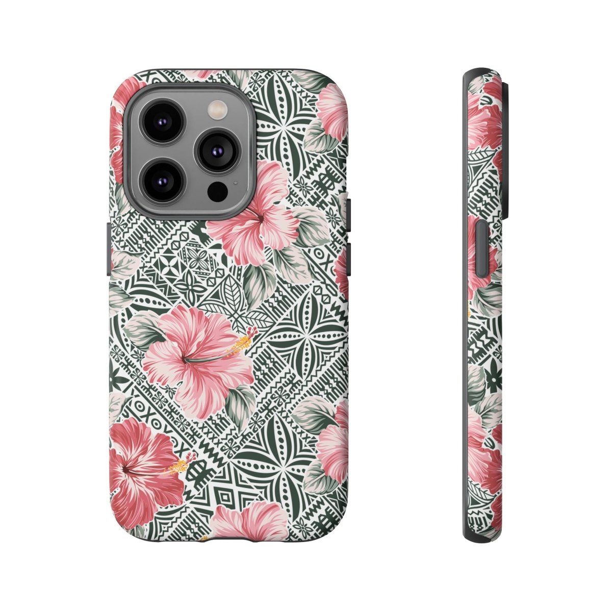 iPhone tough phone case with Solosolo Blooms design featuring vibrant floral patterns on a durable protective cover.