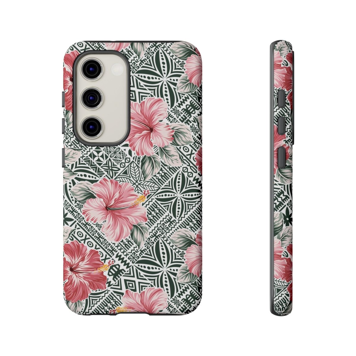 Durable iPhone tough phone case with Solosolo Blooms design by Printify, featuring vibrant floral artwork on a protective cover.