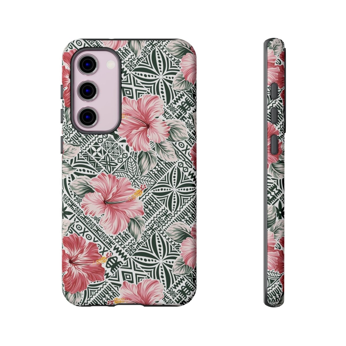 Durable iPhone tough phone case with Solosolo Blooms design by Printify, featuring vibrant floral artwork on a protective cover.