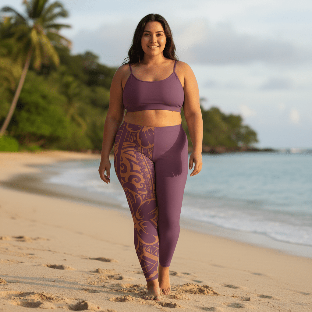 Feathered mid-rise leggings by FYBY in Bloom Brandied Melon color, featuring comfortable stretch fabric and stylish fit.