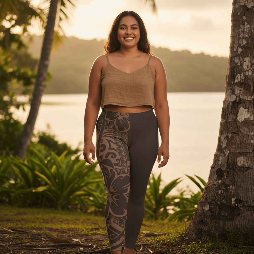 IslandFlex Mid - Rise Leggings - Bloom Mocha Mousse - AU/NZ/USA - The Koko Samoa