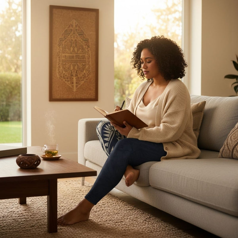 IslandFlex Mid - Rise Leggings - Blue Bloom - AU/NZ/USA - The Koko Samoa