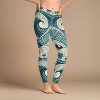 IslandFlex Mid - Rise Leggings - Blue Waves - AU/NZ/USA - The Koko Samoa