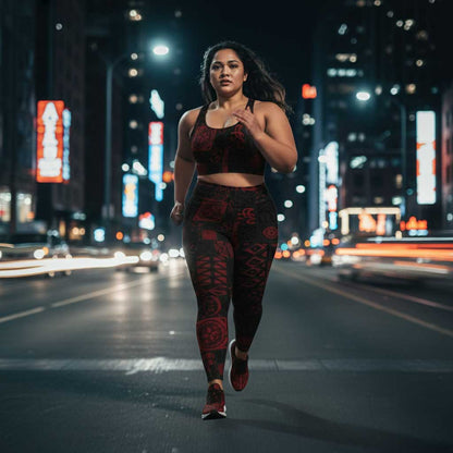 IslandFlex Mid - Rise Leggings - Elei Red - AU/NZ/USA - The Koko Samoa