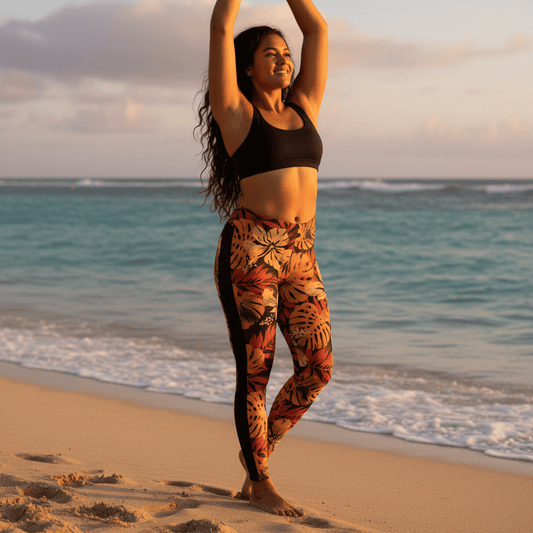 IslandFlex Mid - Rise Leggings - Lalomanu Ember - AU/NZ/USA - The Koko Samoa