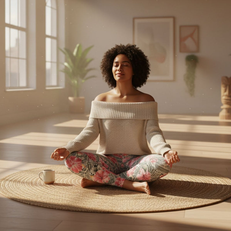 IslandFlex Mid - Rise Leggings - Solosolo Blooms - AU/NZ/USA - The Koko Samoa