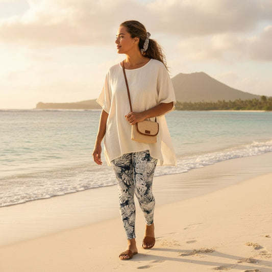 IslandFlex Mid - Rise Leggings - Tiavi Mist - AU/NZ/USA - The Koko Samoa