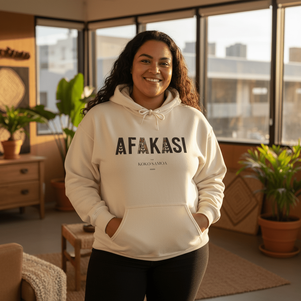 Plus 2XL-5XL IslandHeavy™ Hoodie by Monster Digital featuring Afakasi design, Koko Samoa motif, in USA style.