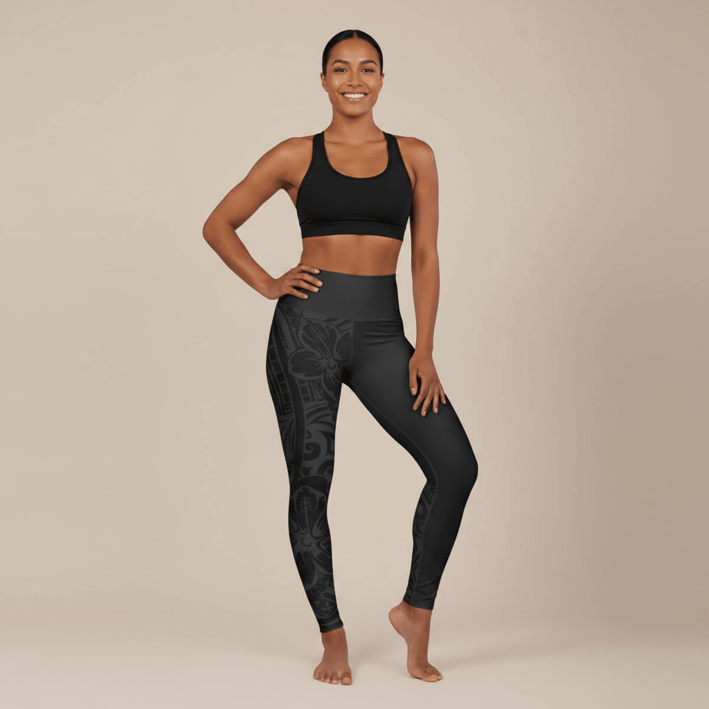 Miami Sublimation IslandRise high-waisted leggings with a Bloom Dark tropical print, featuring vibrant island-inspired design.
