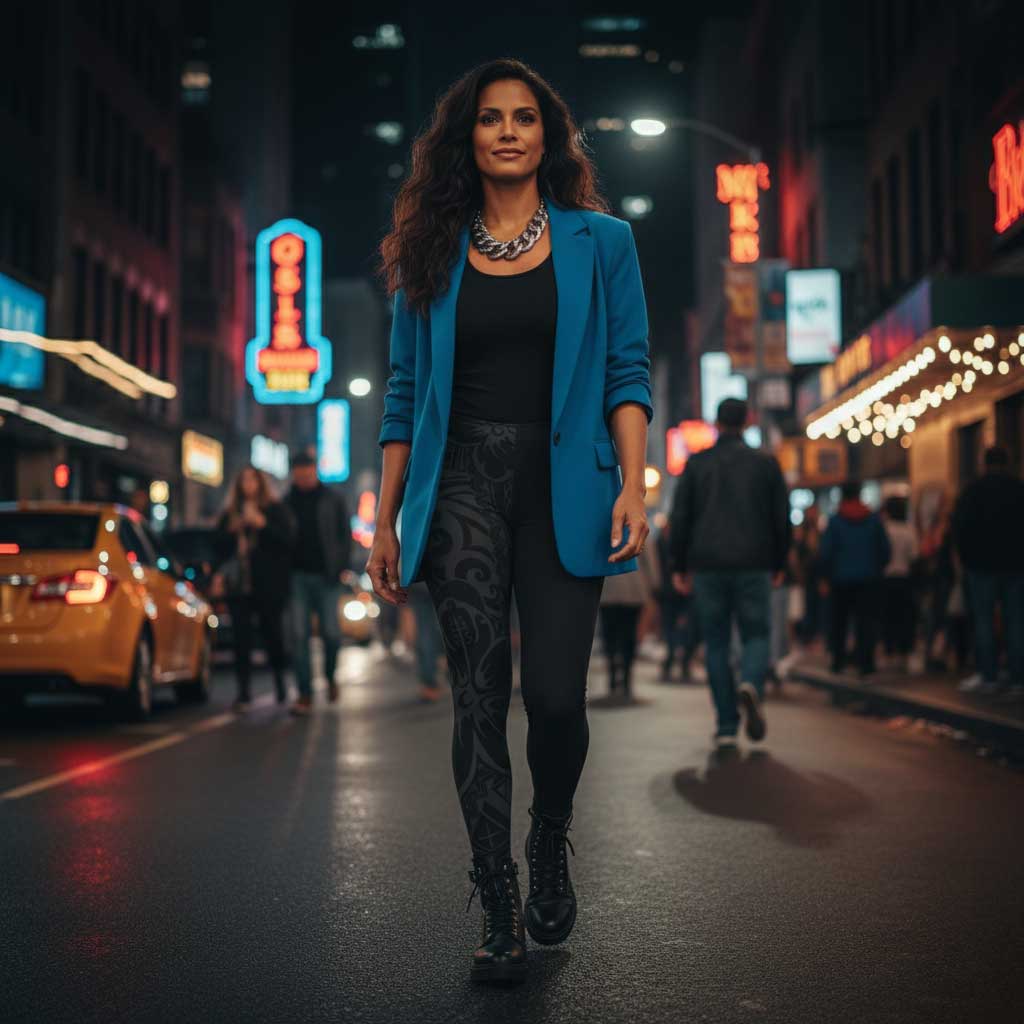 IslandRise High - Waisted Leggings - Bloom Dark - USA - The Koko Samoa