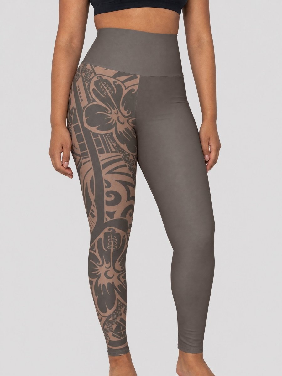IslandRise High-Waisted Leggings - Bloom Mocha Mousse - USA - The Koko Samoa
