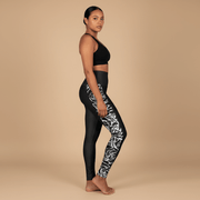 IslandRise high-waisted leggings in Faleasiu Nights pattern by Miami Sublimation, showcasing vibrant tropical design.