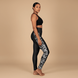 IslandRise high-waisted leggings in Faleasiu Nights pattern by Miami Sublimation, showcasing vibrant tropical design.