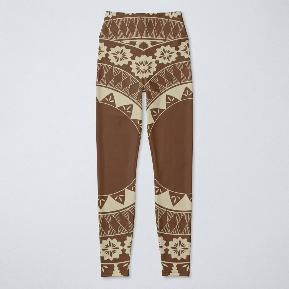 Miami Sublimation IslandRise high-waisted leggings in Fiji Brown, featuring a vibrant tropical print and comfortable fit.