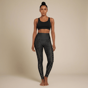 High-waisted leggings from IslandRise by Miami Sublimation in Malu design, featuring vibrant tropical print with a comfortable fit.