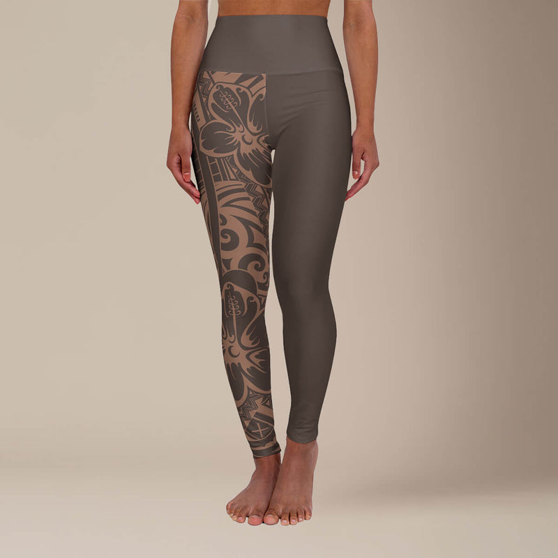 IslandRise High - Waisted Leggings - Mocha Mousse - USA - The Koko Samoa