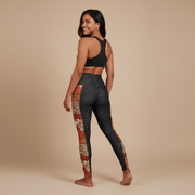 Miami Sublimation IslandRise high-waisted leggings featuring Sataoa Sunrise design, vibrant tropical print, perfect for active wear.