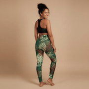 Miami Sublimation IslandRise high-waisted leggings in Tafatafa Greens with tropical island pattern, vibrant and comfortable fit.