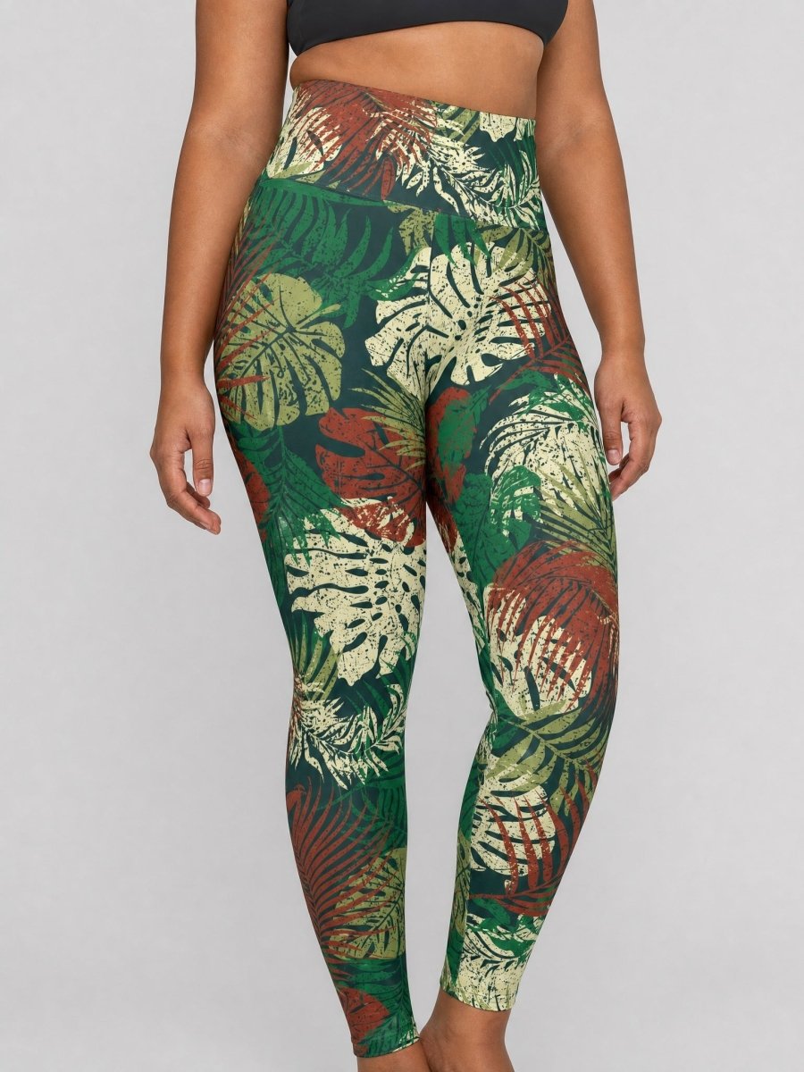 IslandRise High-Waisted Leggings - Tafatafa Greens - USA - The Koko Samoa